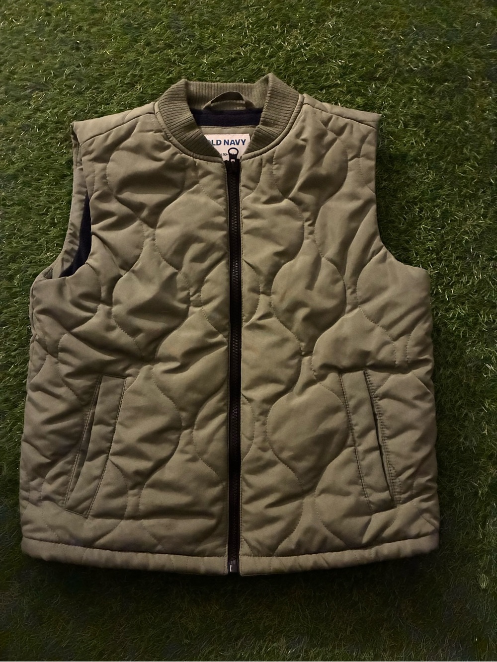 Old Navy Olive Green Quilted Kids Vest with Zipper